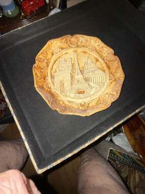 Vintage French Paris Souvenir 3D Relief Wall Plaque Plate Made in France Depose